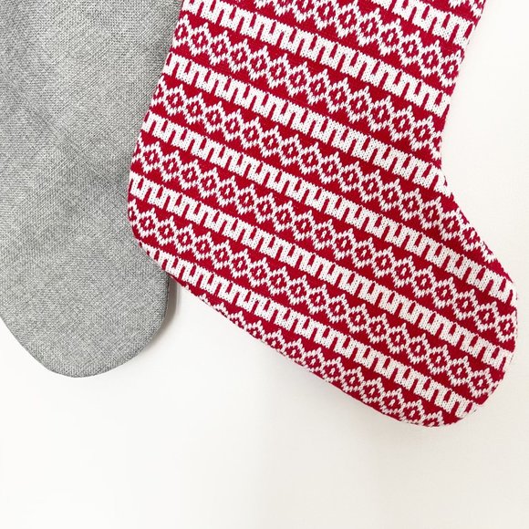 ✨ Set of Two Christmas Stockings | Red and Gray - Picture 3 of 3